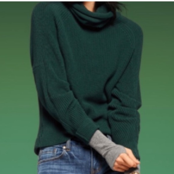 CAbi Sweaters - Cabi 100% Cotton Dark Green Shaker knit oversized sweater Small